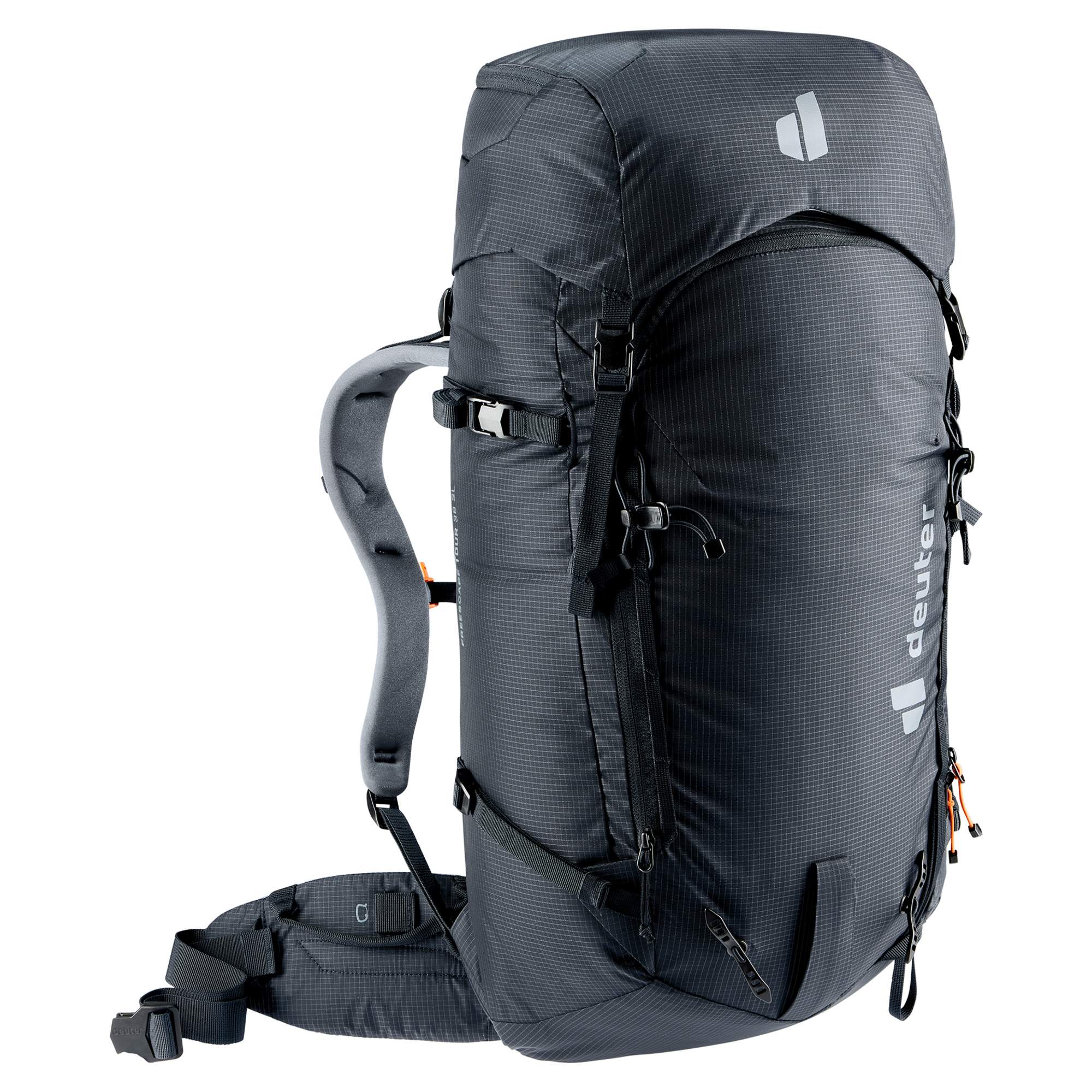 Technischer Skitourenrucksack mit frauenspezifischer Passform Gemacht für technische Skidurchquerungen vereint der Rucksack eine gute Gewichts-Komfort-Ratio mit alpinen Features. Das schneeabweisende LiteSnow-Rückensystem bietet trockenen Tragekomfort und stabilen Sitz. Eine Roll-Top-Öffnung mit höhenverstellbarem Deckel lässt flexibles Packvolumen bei voller Kopffreiheit zu. Ski-
